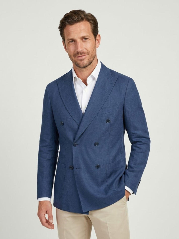 Blazer doppiopetto in misto lino navy MAPPAMONDO BLU ANDREA MORANDO 