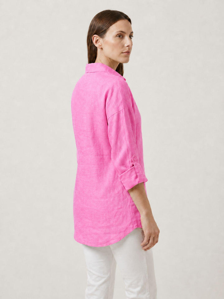 Camicia in lino rosa 6CM05526 629 ANDREA MORANDO 