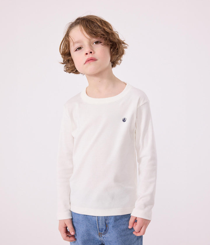 T-shirt a maniche lunghe a costine bambina/bambino A0BA4 01 PETIT BATEAU 