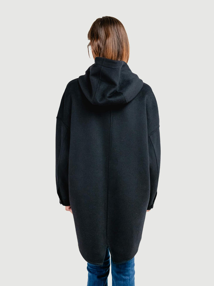 CAPPOTTO PARKA MICHELLE IN LANA NERO MICHELLE BLACK ANDREA MORANDO 