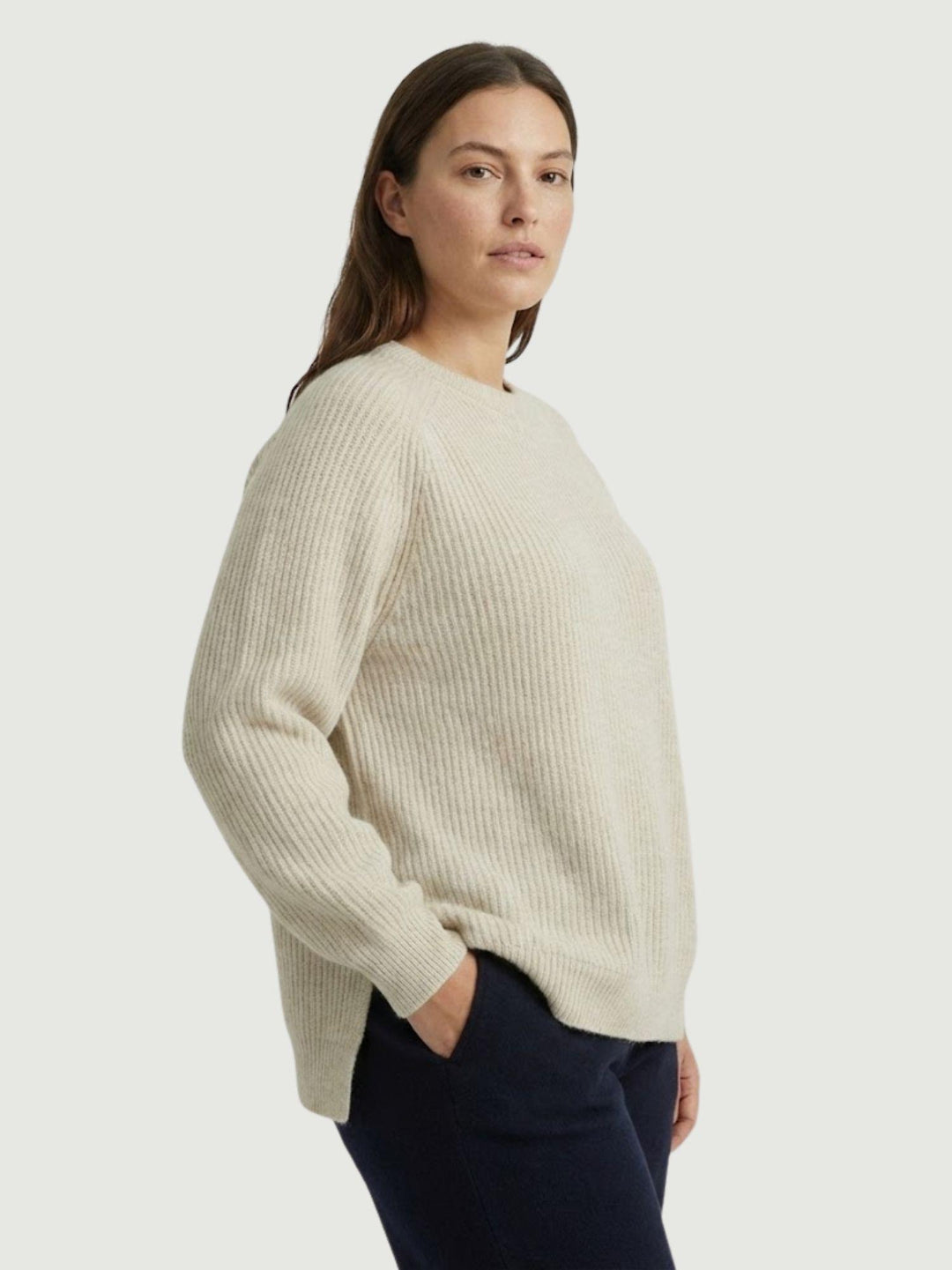 Maglia girocollo in lana e cashmere panna 14264M NATURALE ANDREA MORANDO 