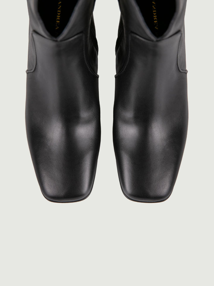 STIVALETTO IN PELLE NERA CON SCOLLO FRONTALE 5570/144 NERO ANDREA MORANDO 