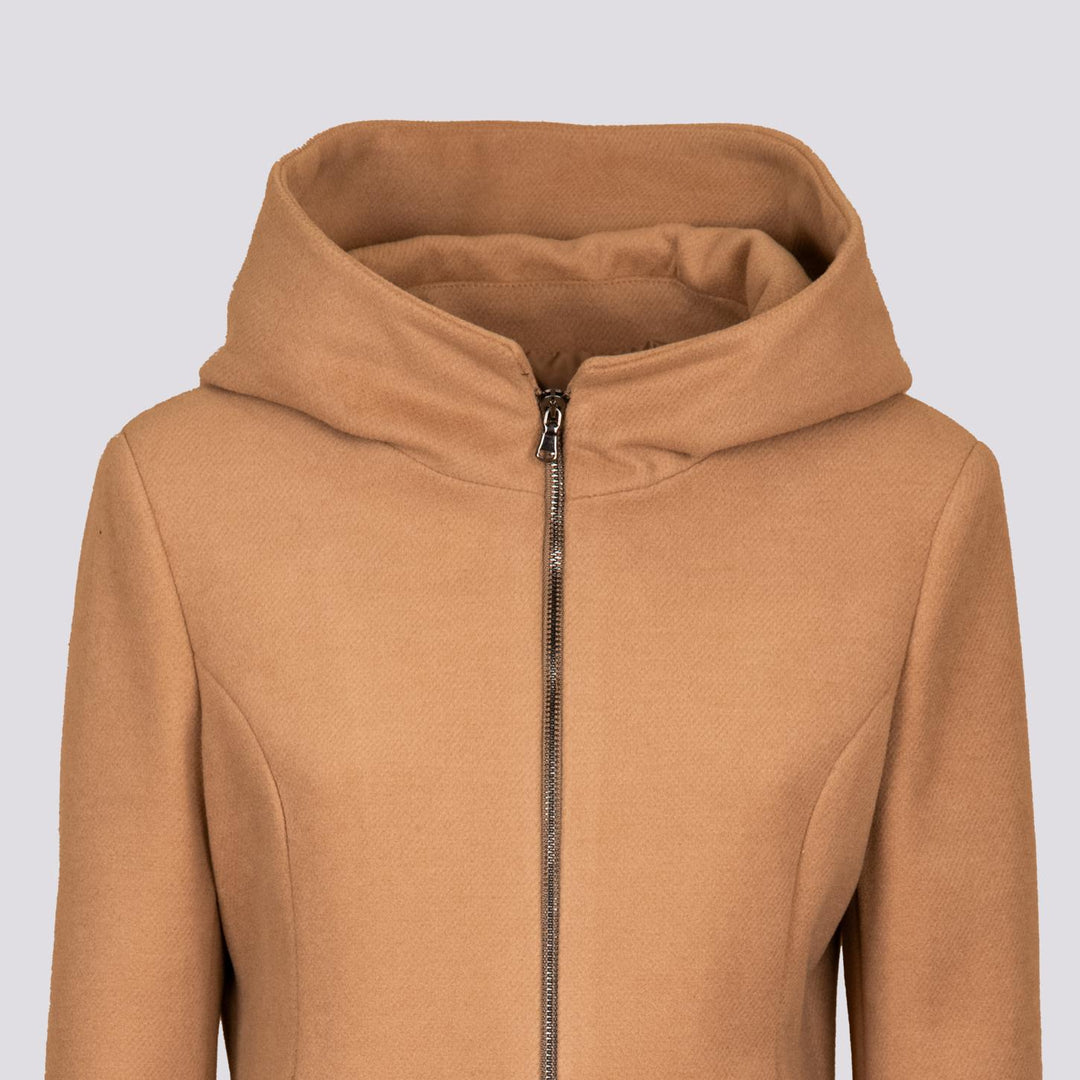 Giacca con zip e collo ampio in panno cammello 9416CDH 51 ANDREA MORANDO 