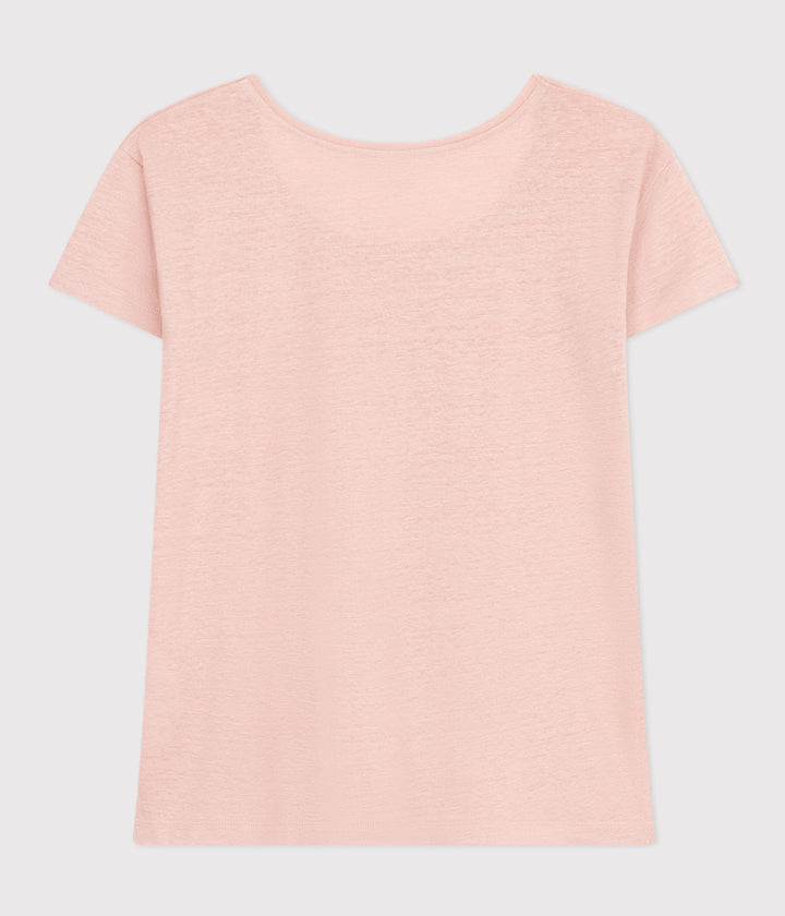 T-SHIRT LE DROIT GIROCOLLO IN LINO DONNA ROSA A09R7 03 PETIT BATEAU 
