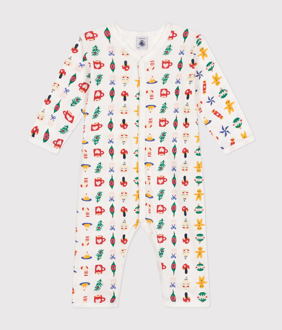 Pigiama senza piedini in cotone con stampa natalizia A0BB3 07 PETIT BATEAU 