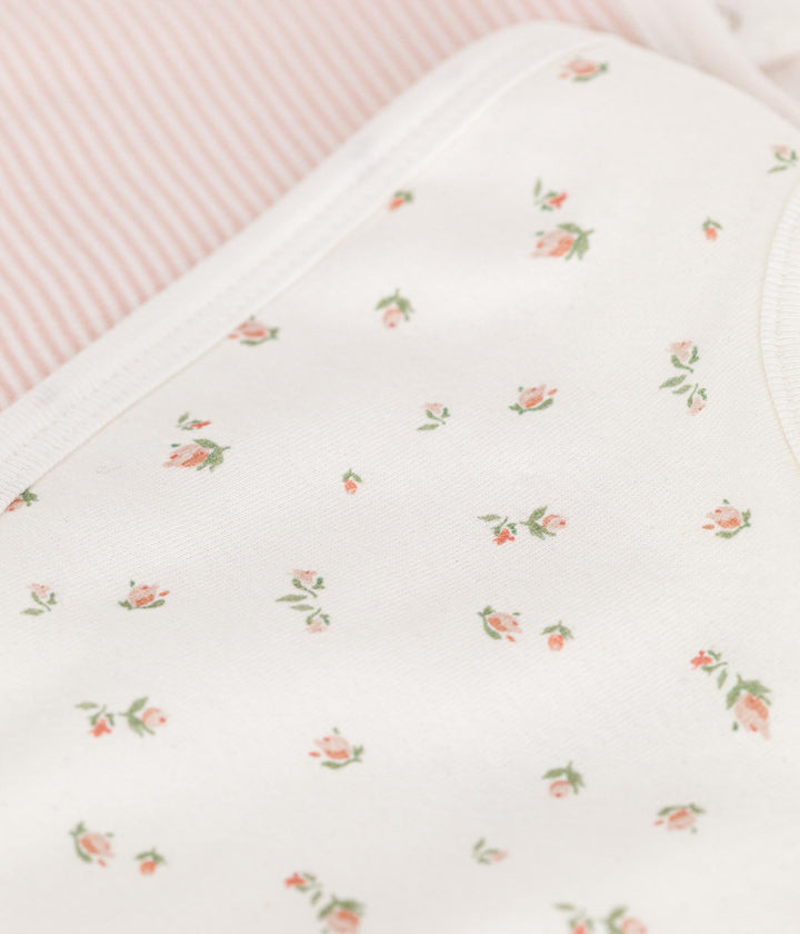 Confezione da due bavaglini righe e fiorellini A0ATG 01 PETIT BATEAU 