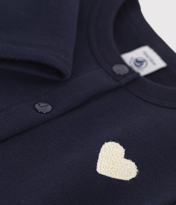Cardigan blu in tessuto felpato bambina A0BEQ 04 PETIT BATEAU 