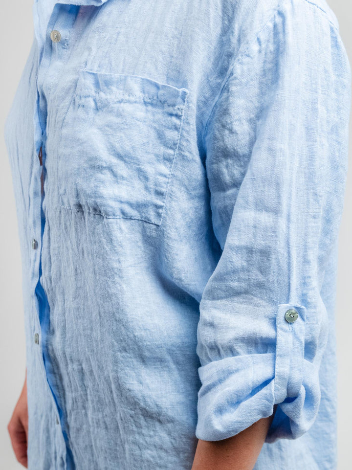 CAMICIA LUNGA IN LINO AZZURRO 4466 AZZURRO ANDREA MORANDO 