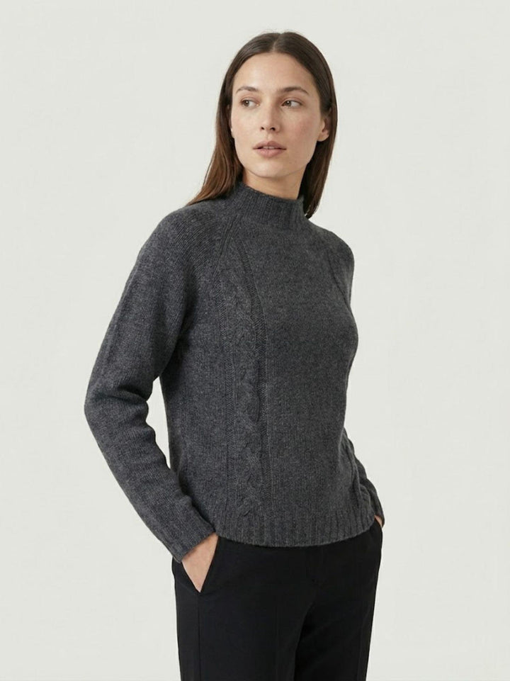 Maglia lupetto in lana antracite con trecce 14117LU MARENGO ANDREA MORANDO 
