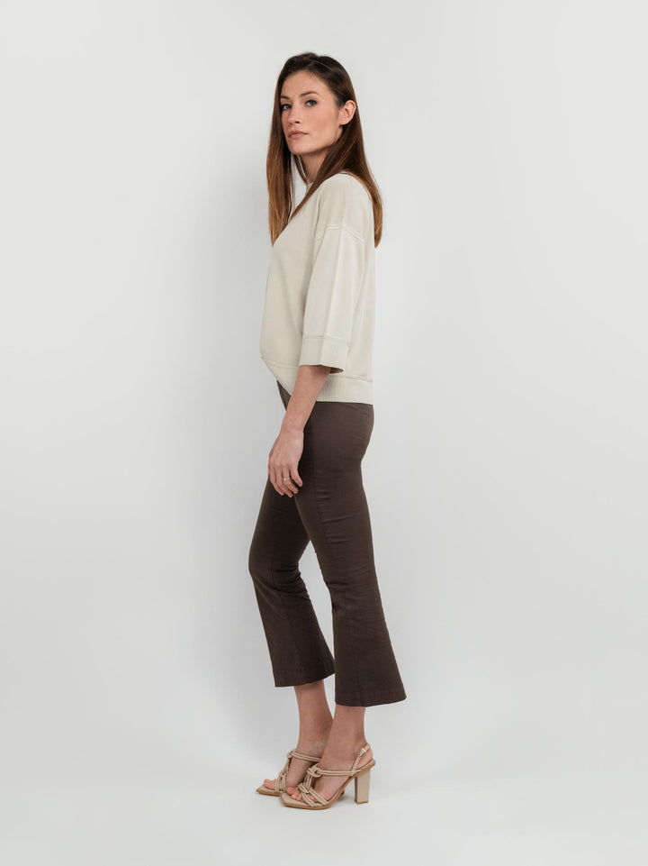 PANTALONE A TROMBETTA IN COTONE TESTA MORO