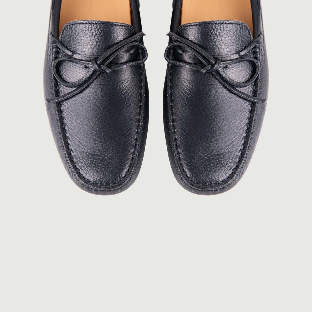 MOCASSINO CON GOMMINI IN PELLE NAVY