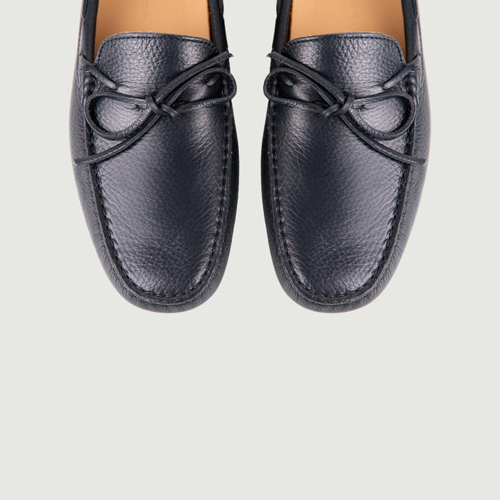 MOCASSINO CON GOMMINI IN PELLE NAVY