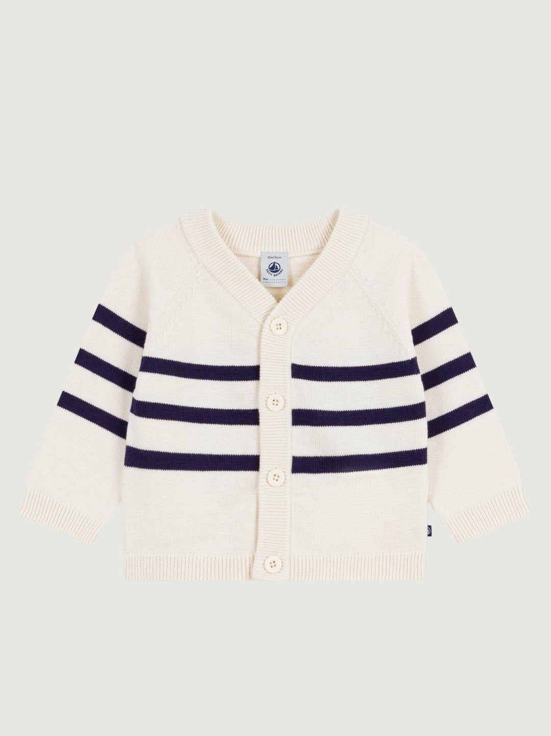 Cardigan a righe blu in cotone A0EZQ 01 PETIT BATEAU 