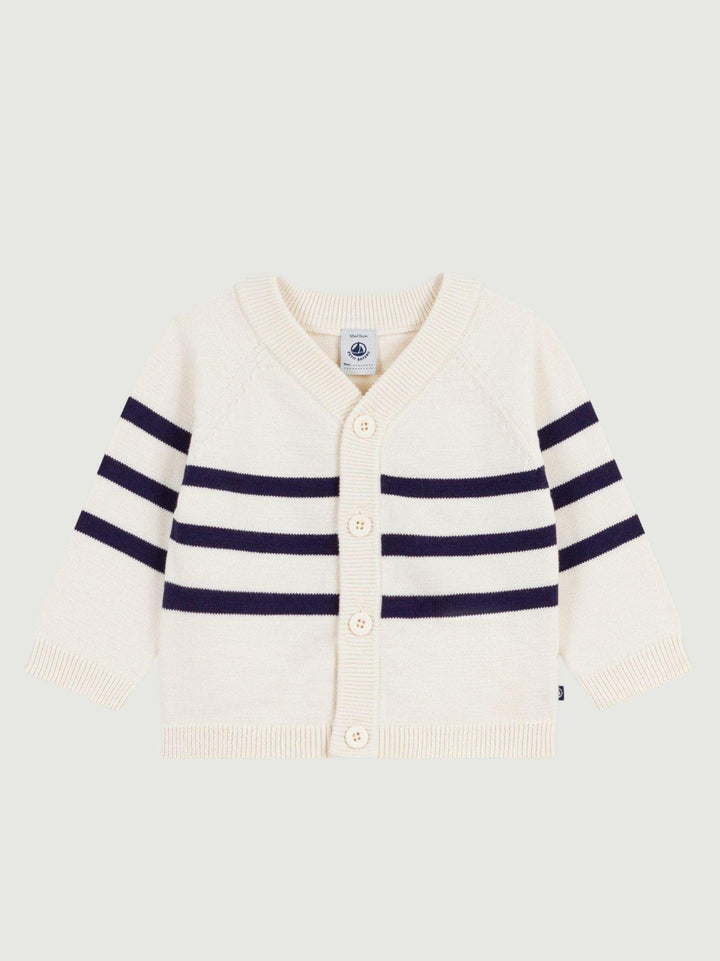 Cardigan a righe blu in cotone A0EZQ 01 PETIT BATEAU 