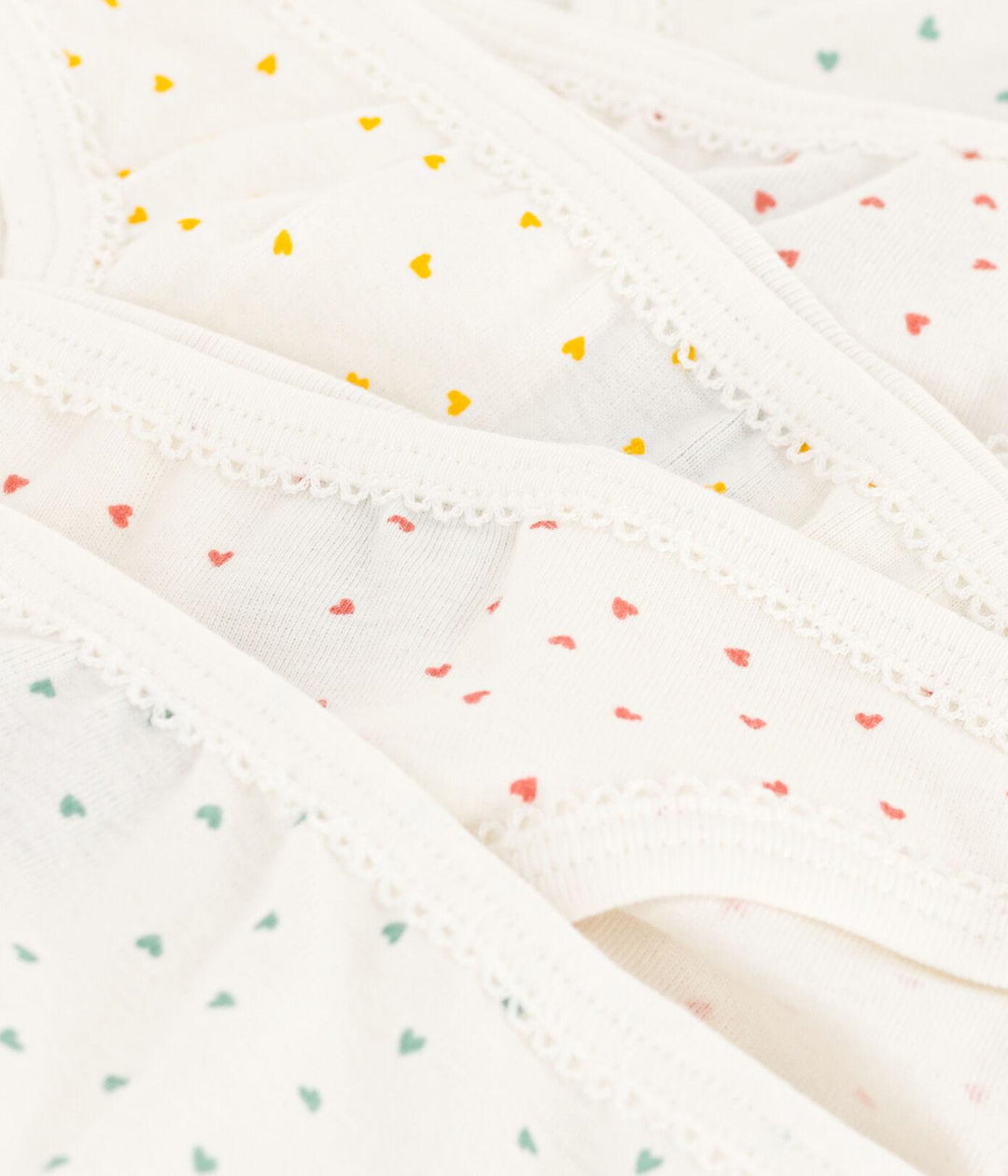 SET DI 5 SLIP BAMBINA IN COTONE A CUORICINI A08KJ 00 PETIT BATEAU 