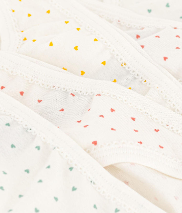 SET DI 5 SLIP BAMBINA IN COTONE A CUORICINI A08KJ 00 PETIT BATEAU 