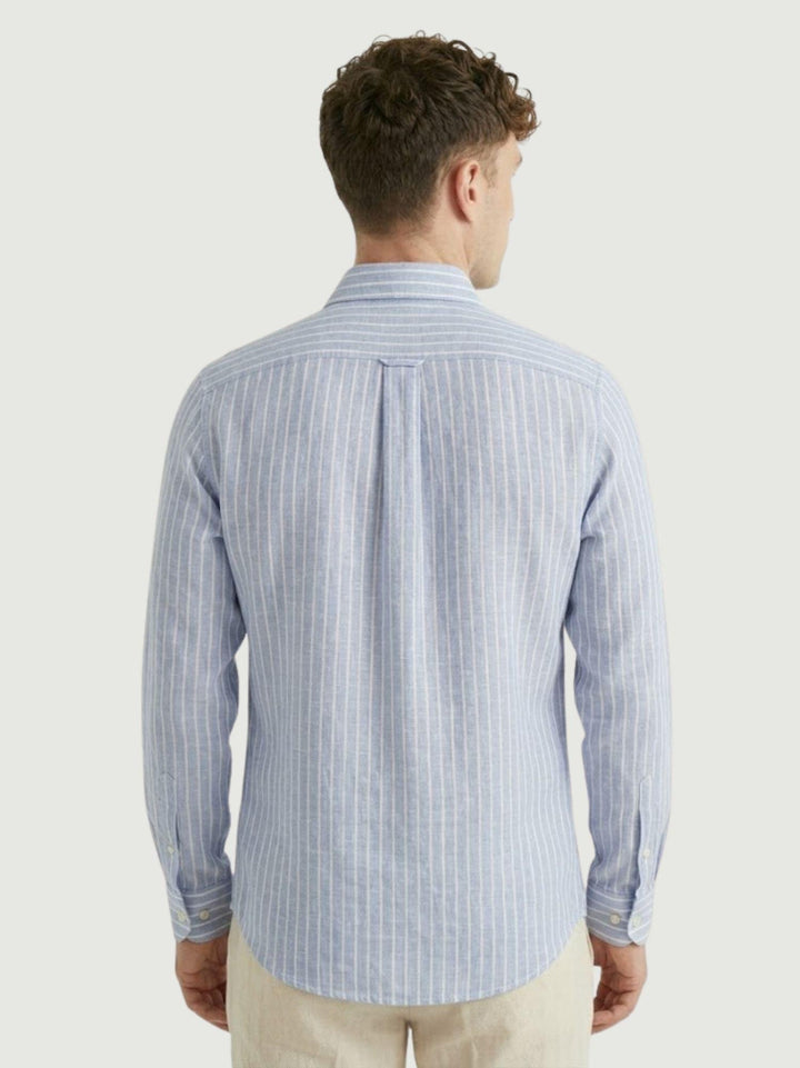 Camicia Bradford in lino a righine bianche e azzurre BRADFORD/B16016 03 BAGGIES 