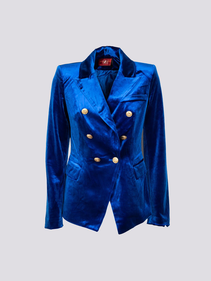 Blazer doppiopetto in velluto blu elettrico V2021 BLUETTE ANDREA MORANDO 