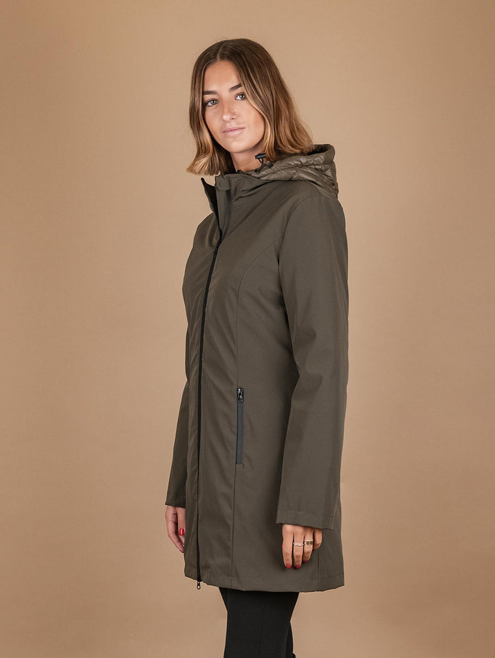 PARKA CON PIUMINO ESTRAIBILE IN TESSUTO TECNICO VERDE MILITARE 8950D MILITARE ANDREA MORANDO 