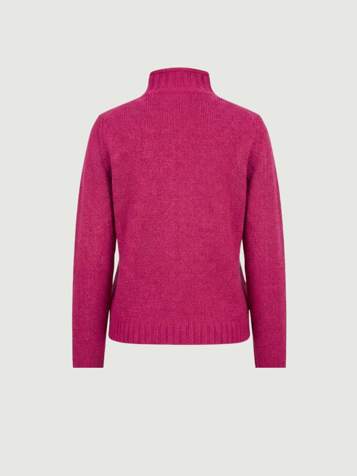 Maglia lupetto in lana fucsia con trecce 14117LU GERANIO ANDREA MORANDO 