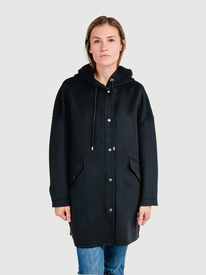 CAPPOTTO PARKA MICHELLE IN LANA NERO MICHELLE BLACK ANDREA MORANDO 