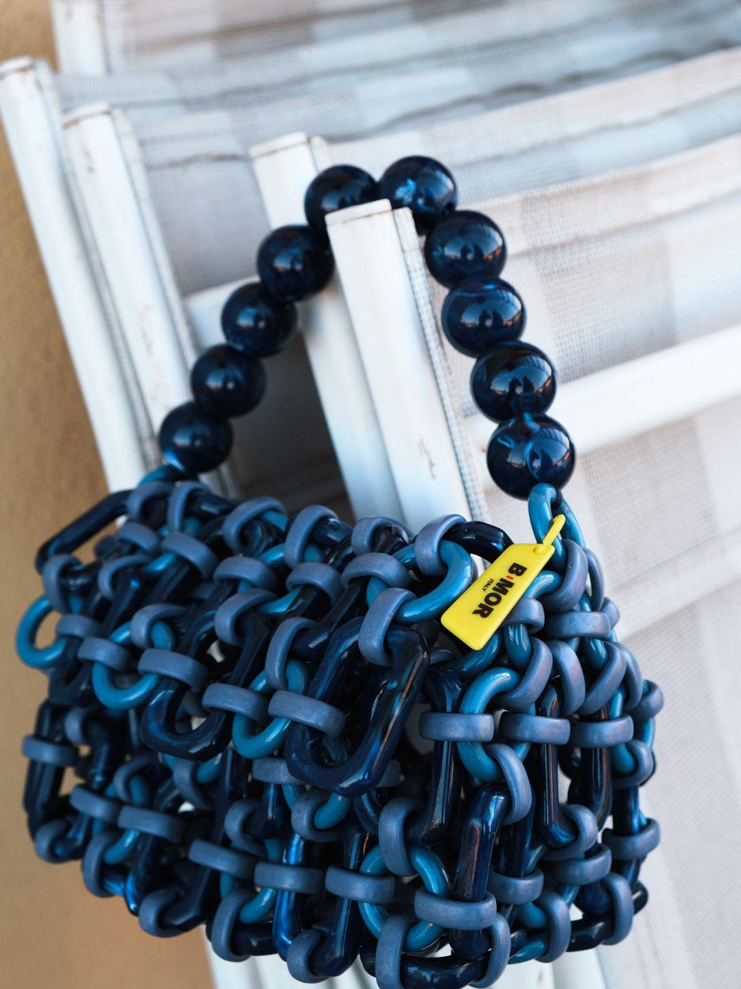 BORSA A BAULETTO IN RESINA MULTICOLOR BLU "BUBBLE" BUBBLE OCEANO BIMOR 
