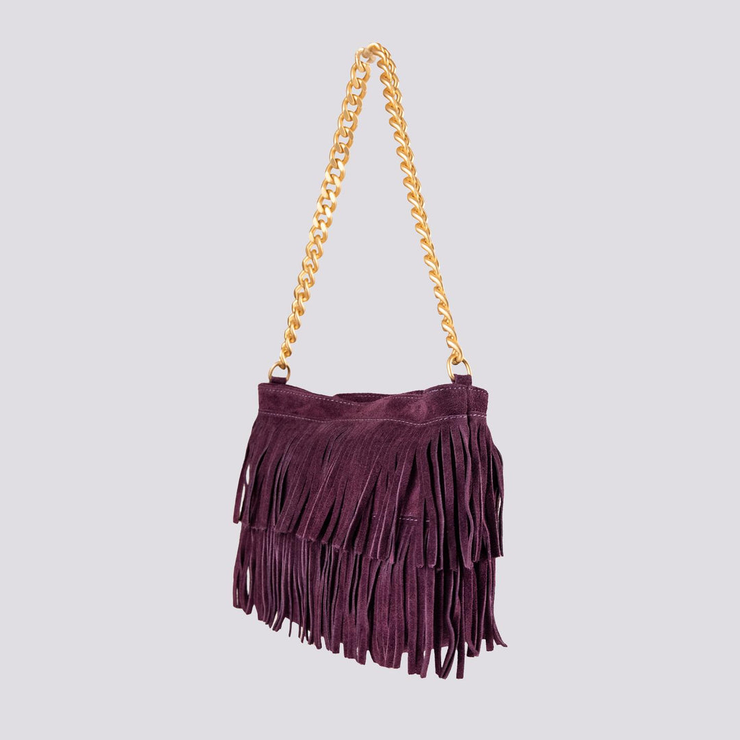Borsa a tracolla in camoscio con frange viola Jigly JIGLY VIOLA BIMOR 