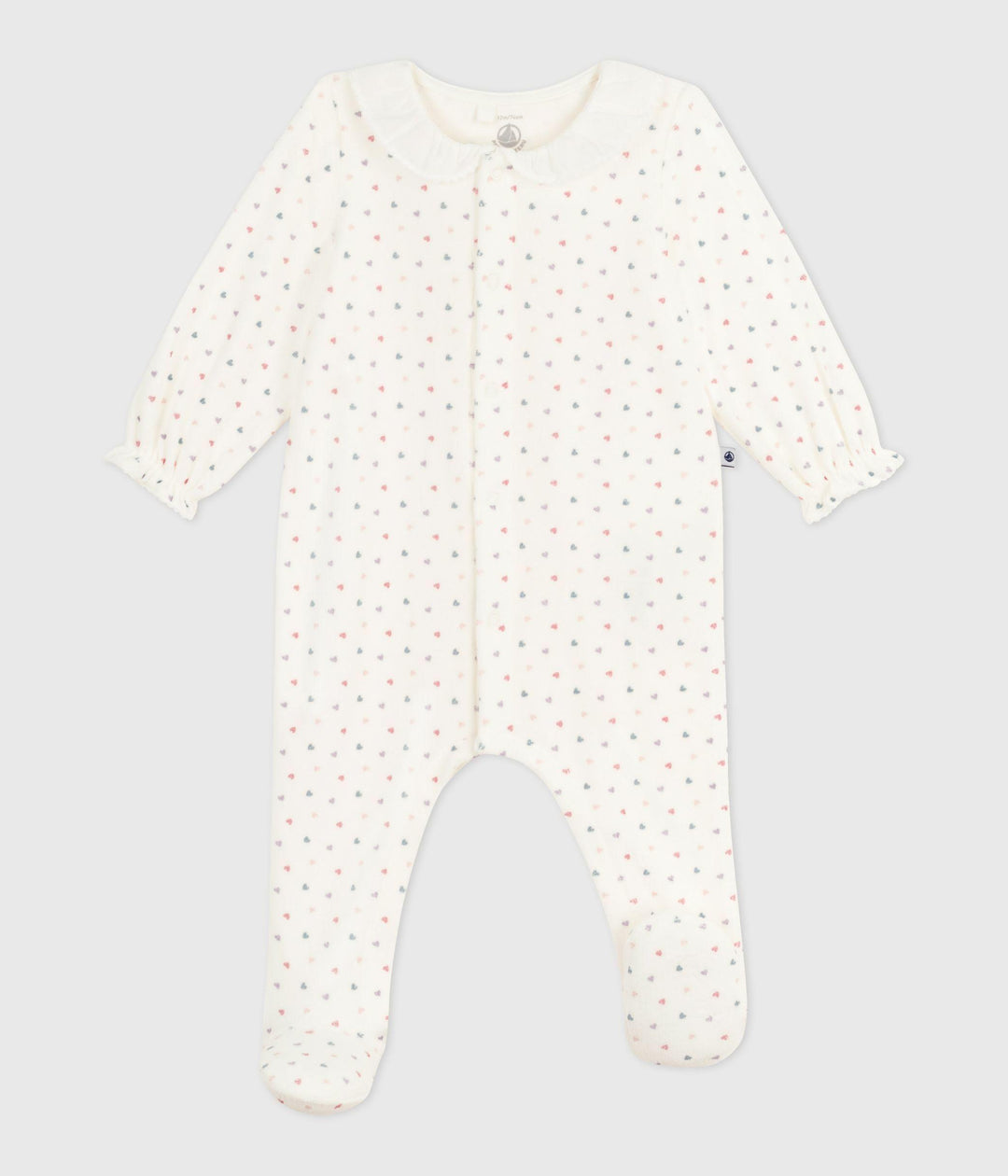 Pigiama in ciniglia con colletto stampato a cuori neonato A0DQS 01 PETIT BATEAU 