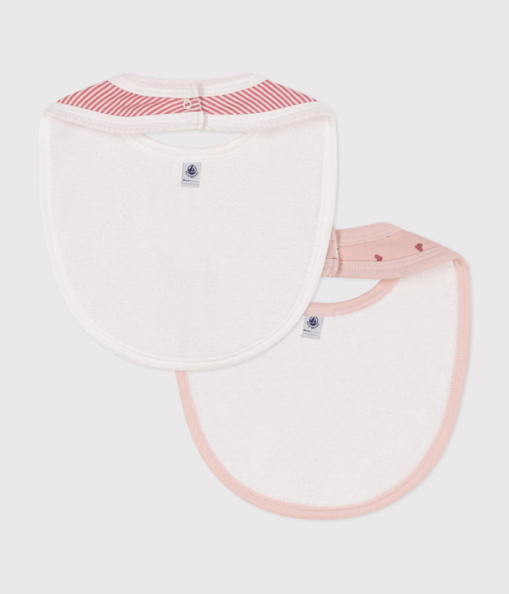 Confezione da due bavaglini righe e cuori A0ATG 03 PETIT BATEAU 