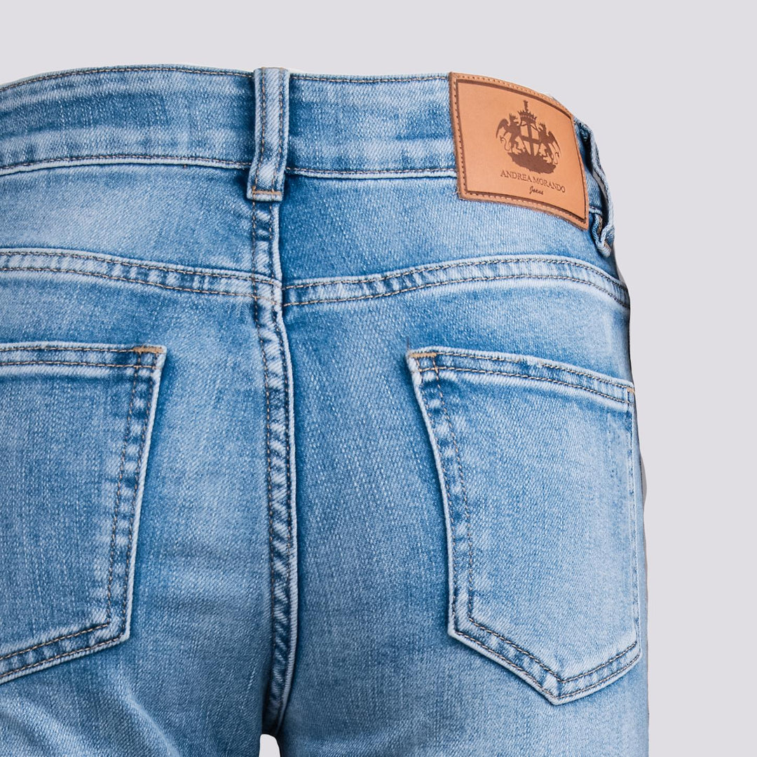 Jeans elasticizzato con spacco laterale 6826/26 DENIM CHIARO ANDREA MORANDO 