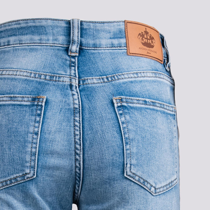 Jeans elasticizzato con spacco laterale 6826/26 DENIM CHIARO ANDREA MORANDO 