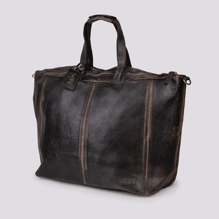 BORSONE IN VIAGGIO IN PELLE MARRONE EFFETTO VINTAGE INTERNATIONAL INTE 06 JACK LEATHER 