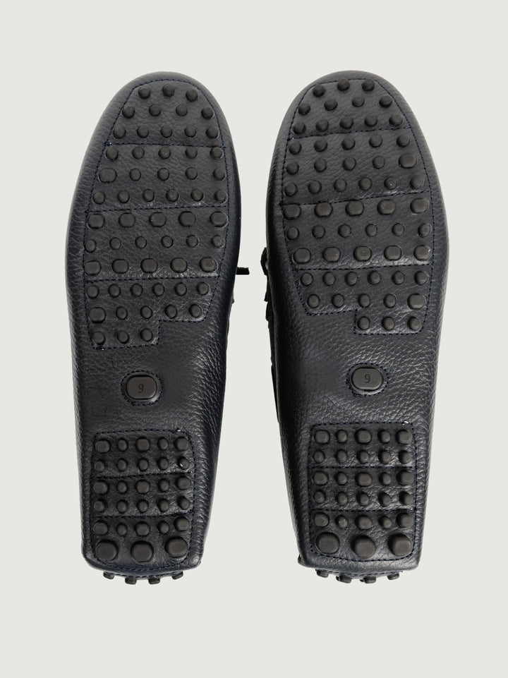MOCASSINO CON GOMMINI IN PELLE BLU