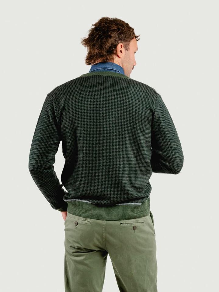 CARDIGAN CON TRAMA PIED DE POULE VERDE BOSCO 8085/J VERDE ANDREA MORANDO 