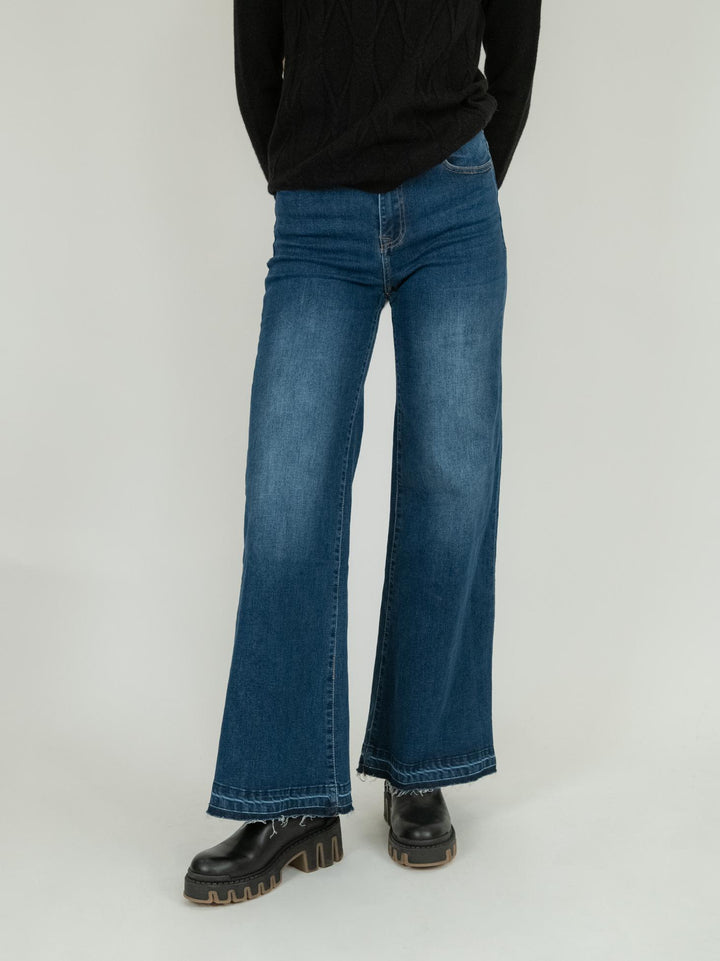 JEANS A PALAZZO SFRANGIATO 1325 DENIM SCURO ANDREA MORANDO 