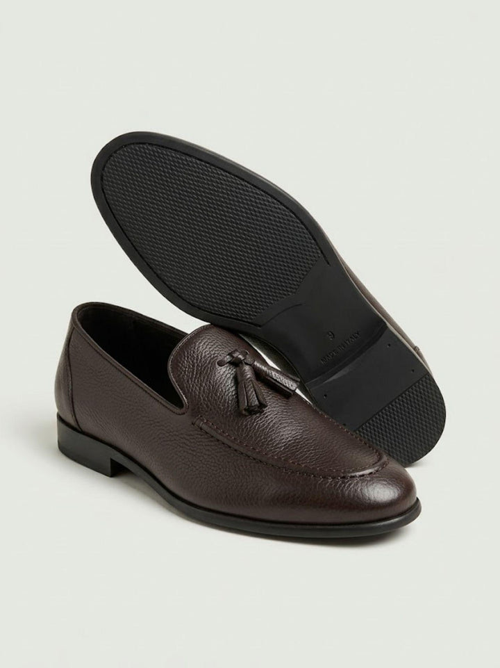 Mocassino Tassel Loafer in pelle martellata testa di moro 2025 NPP SAXONE 