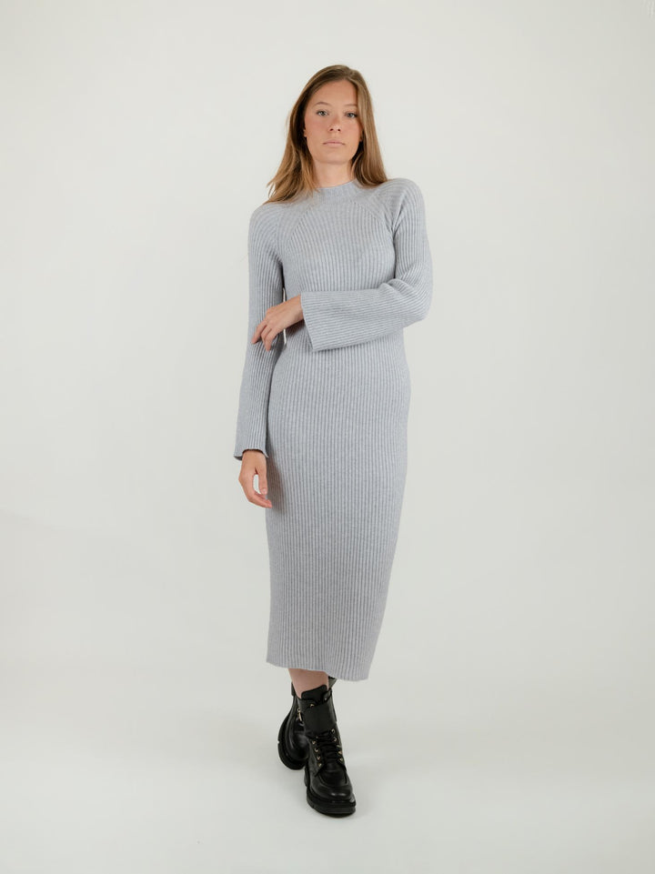 ABITO MIDI IN MAGLIA GRIGIO PERLA 0370/222 0020 BIMOR 