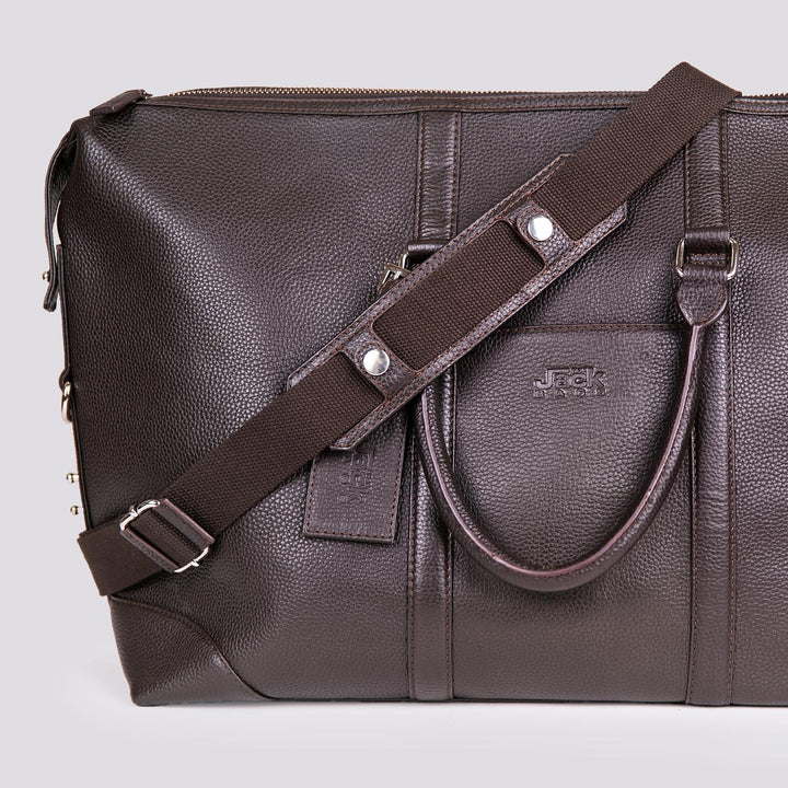 BORSONE DA VIAGGIO IN PELLE MARTELLATA MARRONE ATLA 06 JACK LEATHER 