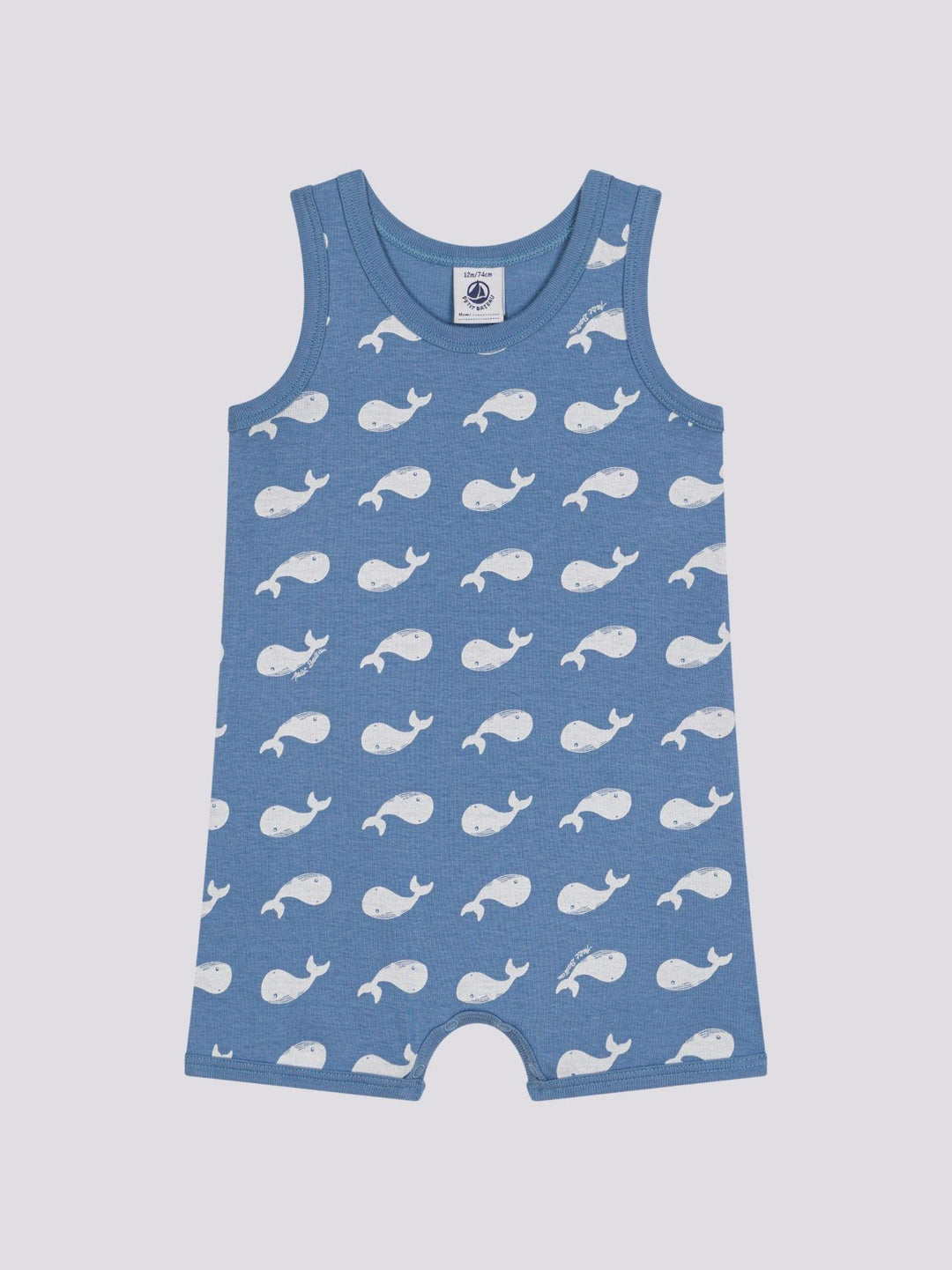 TUTINA CORTA BEBÈ IN COTONE CON STAMPA BALENA A0AC4 01 PETIT BATEAU 