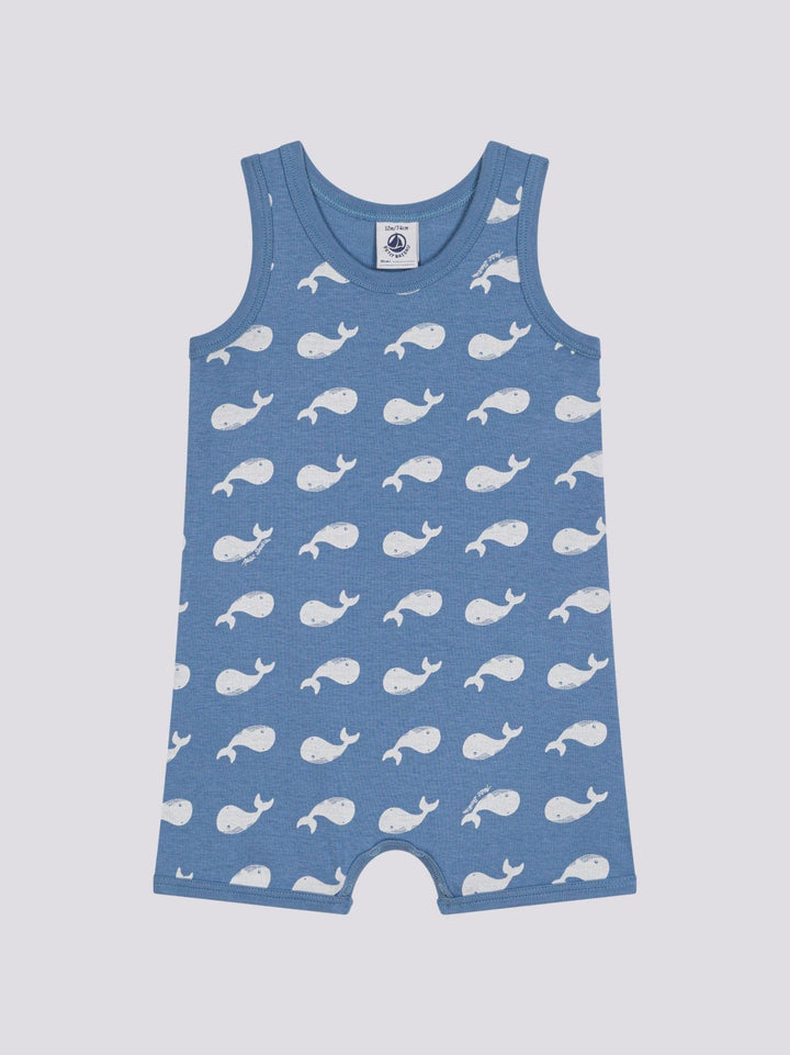 TUTINA CORTA BEBÈ IN COTONE CON STAMPA BALENA A0AC4 01 PETIT BATEAU 