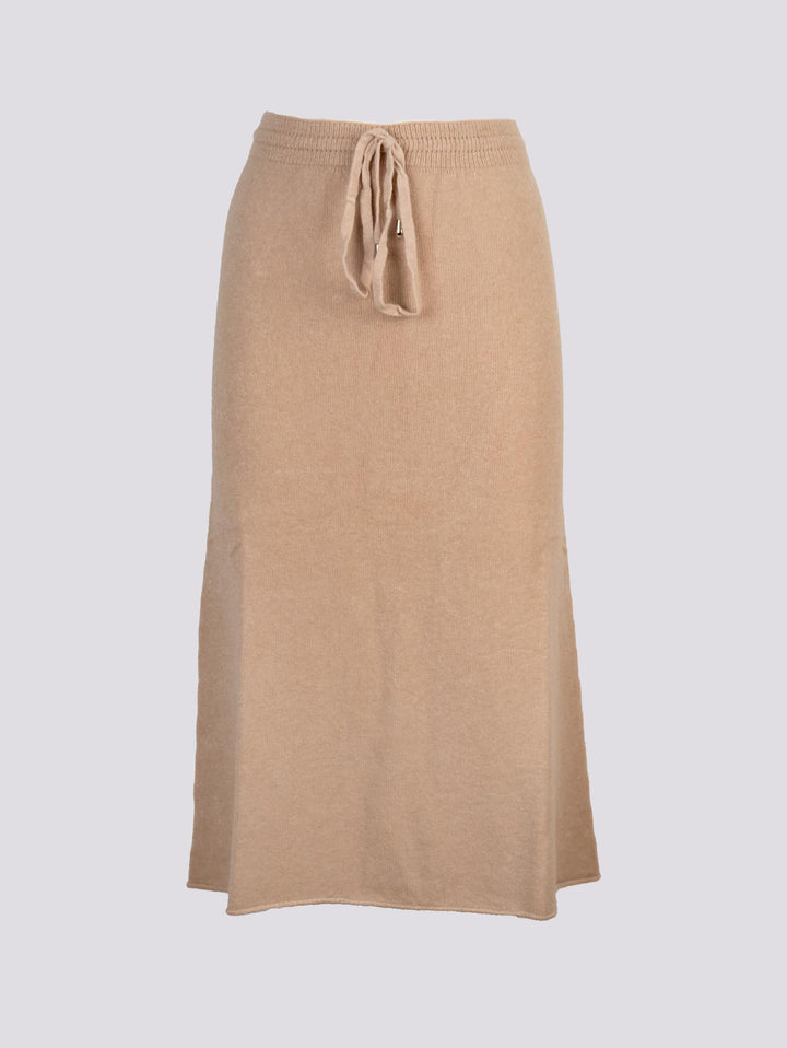 GONNA MIDI IN MAGLIA  CON ELASTICO E COULISSE BEIGE 0270/116 0234 BIMOR 