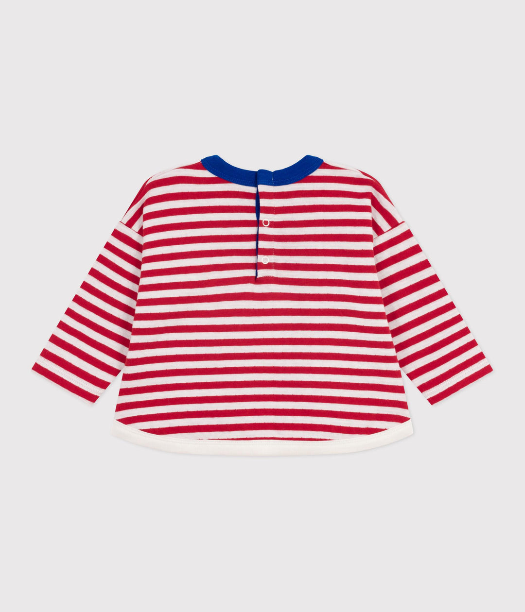 T-shirt a maniche lunghe in cotone a righe neonato A0EH4 01 PETIT BATEAU 