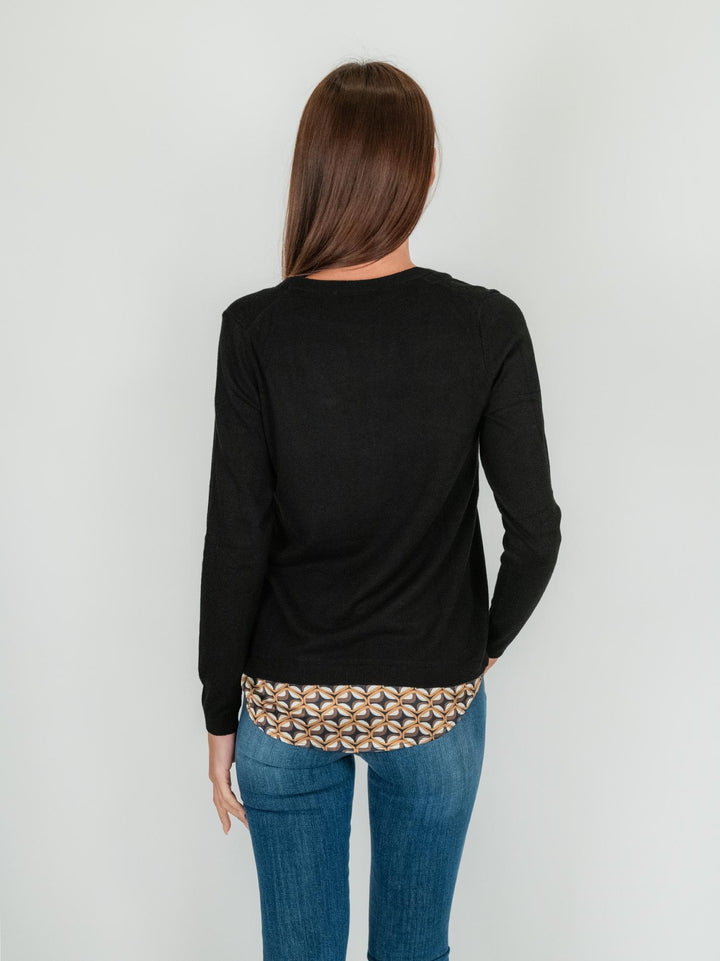 MAGLIA CAMICIA NERA CON INSERTO FANTASIA 245W1460 132 ANDREA MORANDO 