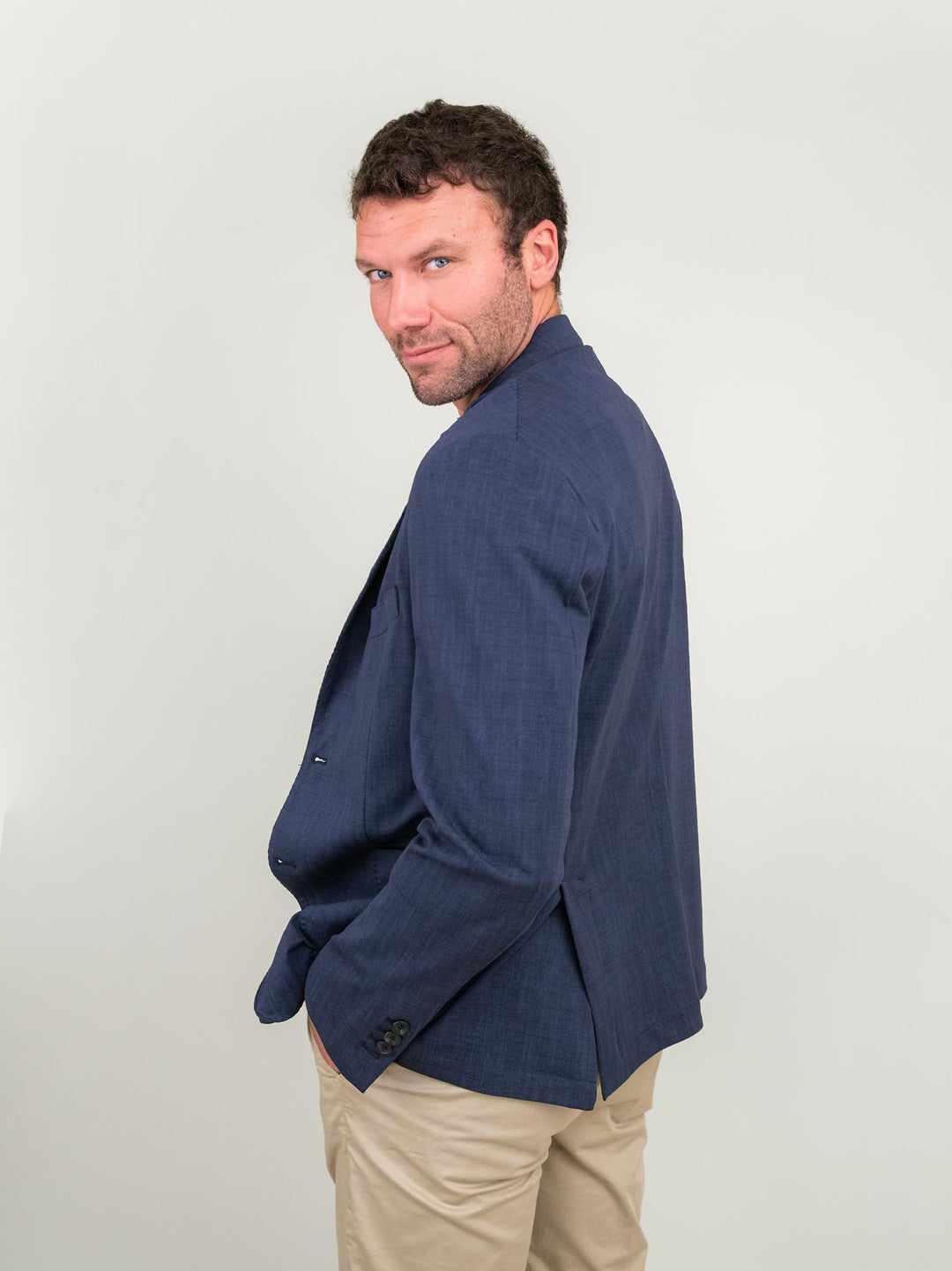 BLAZER IN MISTO COTONE BLU NAVY OF1S2S4G014M 174 ANDREA MORANDO 
