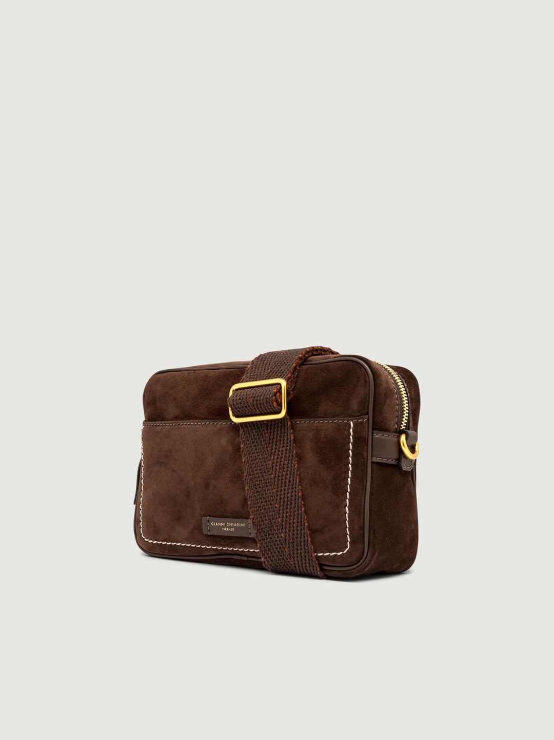 Borsa a tracolla Nina in camoscio color cioccolato 11260 CM-PL 2196 GIANNI CHIARINI 