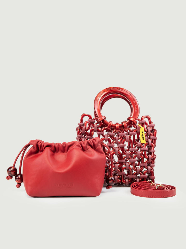 POCHETTE BON BON IN PELLE BORDEAUX BONBON BORDEAUX BIMOR 