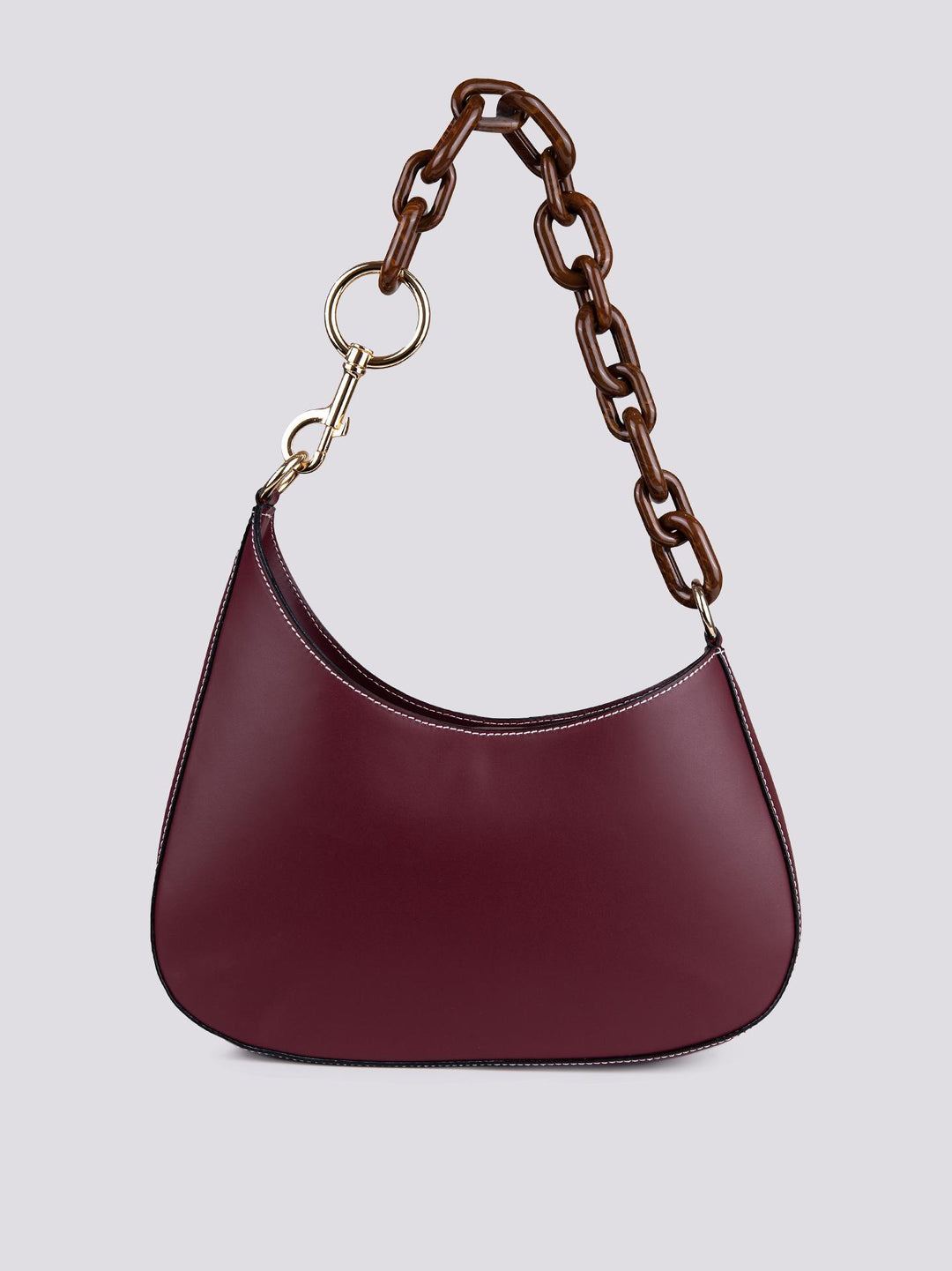 BORSA IN PELLE bordeaux CON TRACOLLA IN OSSO "CURVY" CURVY BORDEAUX BIMOR 