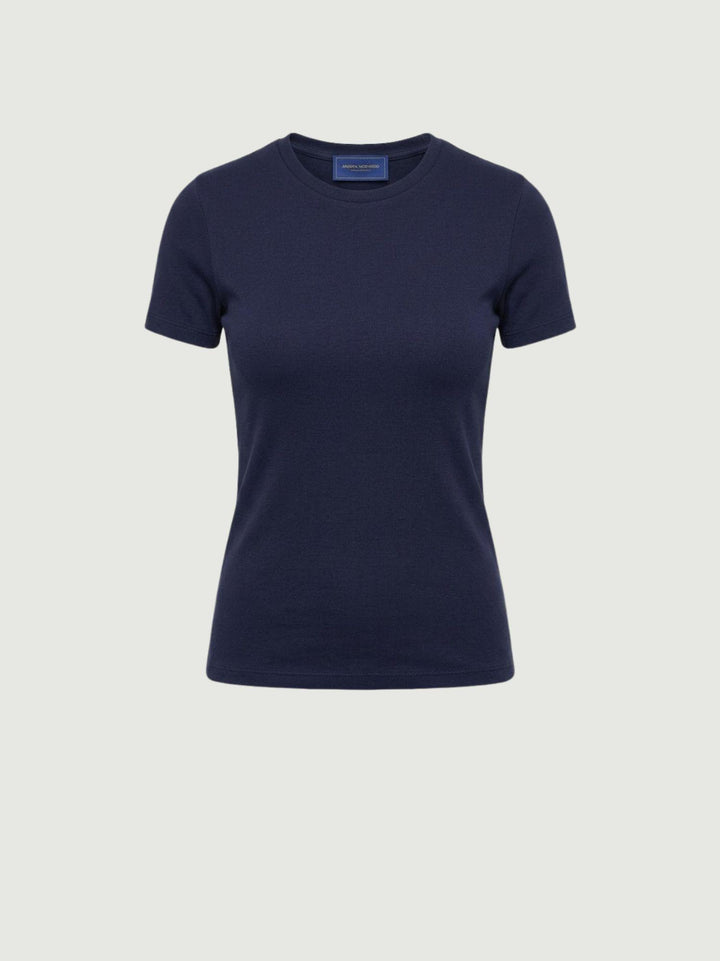 T-shirt girocollo in cotone blu 8157 BLU ANDREA MORANDO 