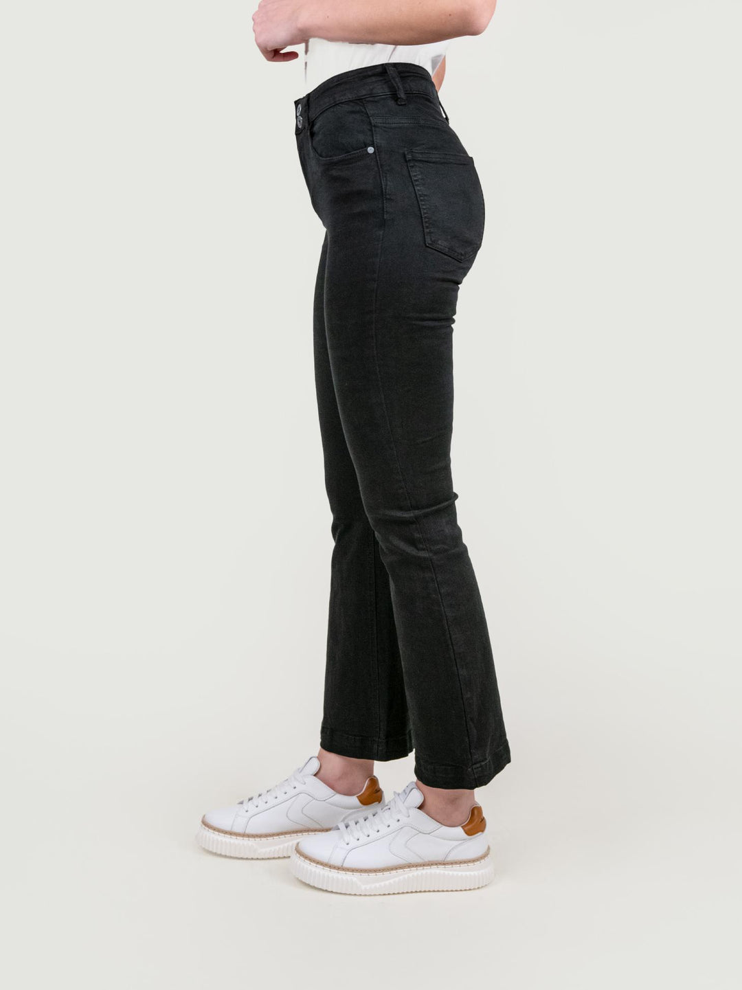 JEANS A ZAMPA ELASTICIZZATO IN DENIM NERO 6995/59 NERO ANDREA MORANDO 