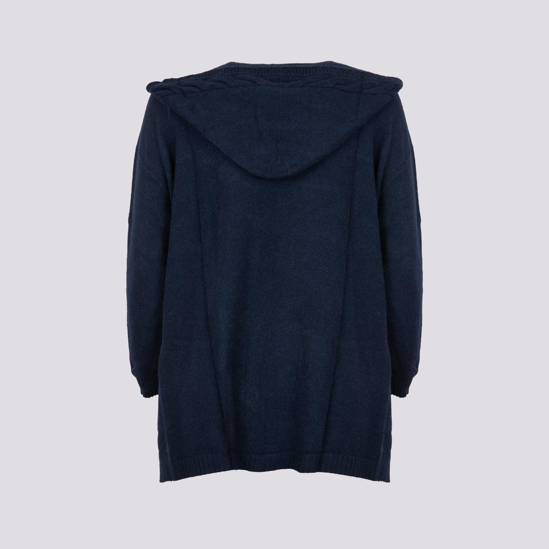 CARDIGAN LUNGO APERTO CON CAPPUCCIO BLU 0170/39 0115 BIMOR 